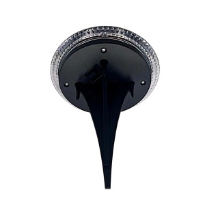 Rückansicht der schwarzen LED Solar Erdspießleuchte Kane, 6er-Set für stimmungsvolle Gartenbeleuchtung.