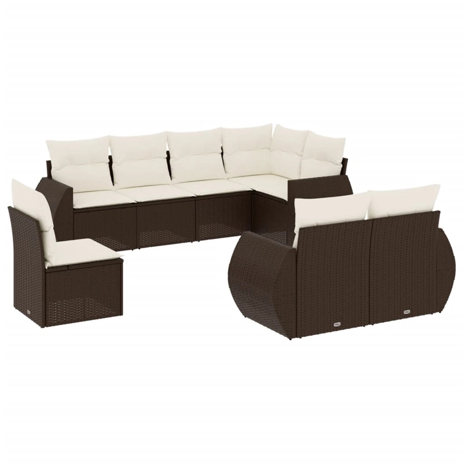 vidaXL 8-Tlg Garten-Sofagarnitur mit Kissen Braun Poly Rattan 3253980 günstig online kaufen