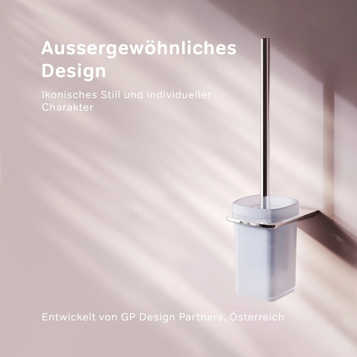 AM.PM Toilettenbürste Inspire V2.0 Chrom, Wandmontage. WC-Bürste mit Behälter aus Milchglas.