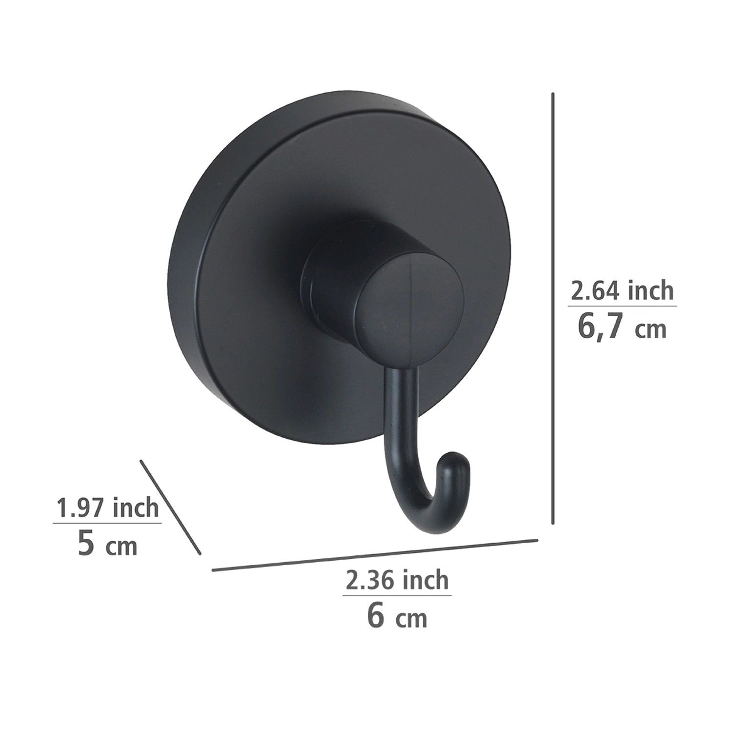 WENKO Ultra-Loc Wandhaken Valenza – Klebbarer Haken Ohne Bohren, 8,5 X 2,5 X 6,2 Cm, Schwarz