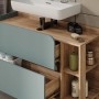 Vicco Waschbeckenunterschrank Karen, Sonoma/Blau, 100 cm breit, mit Schubladen und offenen Fächern.