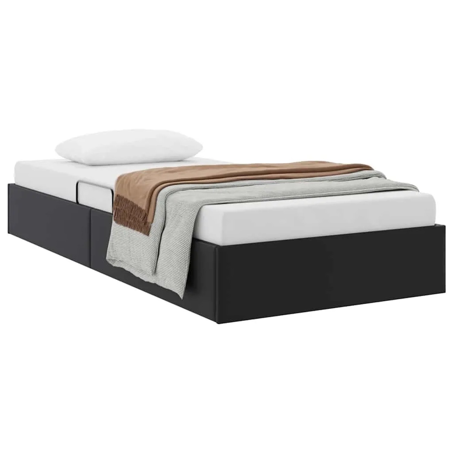 vidaXL Aufbewahrungsbett mit Kopfteil Schwarz 100 x 200 cm Kunstleder 3369933