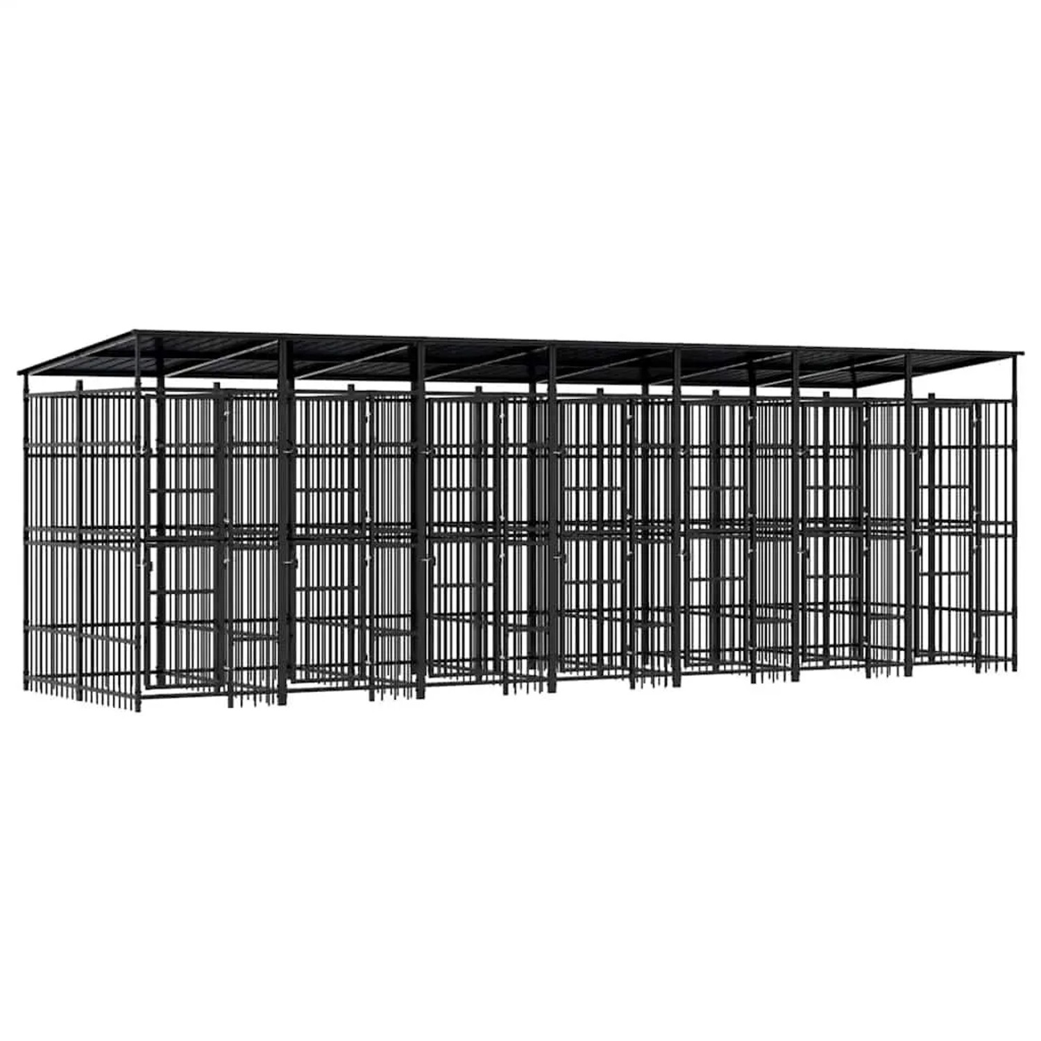 vidaXL Outdoor-Hundezwinger mit Dach Stahl 12,9 m² 3097952