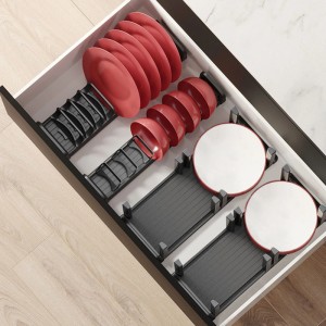 Emuca Tellereinsatz Orderbox für Schublade 120x470mm Aluminium und Kunststoff Anthrazitgrau