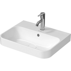 Weißes Duravit Aufsatzwaschbecken Happy D.2 Plus, 50 cm, mit Hahnloch und Überlauf.