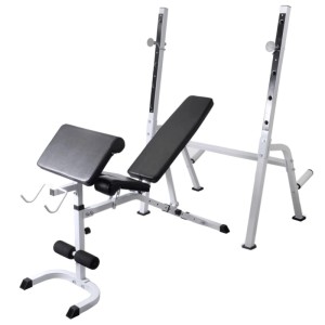 vidaXL Hantelbank mit Ablage und Langhantel und Kurzhantel Set 60,5 kg 275362