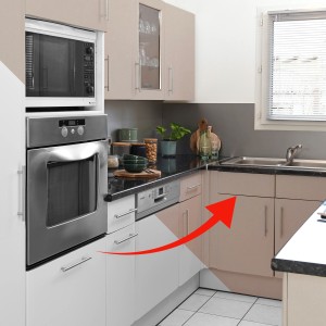 Klebefolie in Taupe von Venilia, 45x200cm, zur Dekoration von Küchenmöbeln.