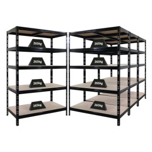 PROREGAL Mega Deal 4X Schwerlastregal Tiger HxBxT 180x120x60cm Fachlast 265kg Schwarz