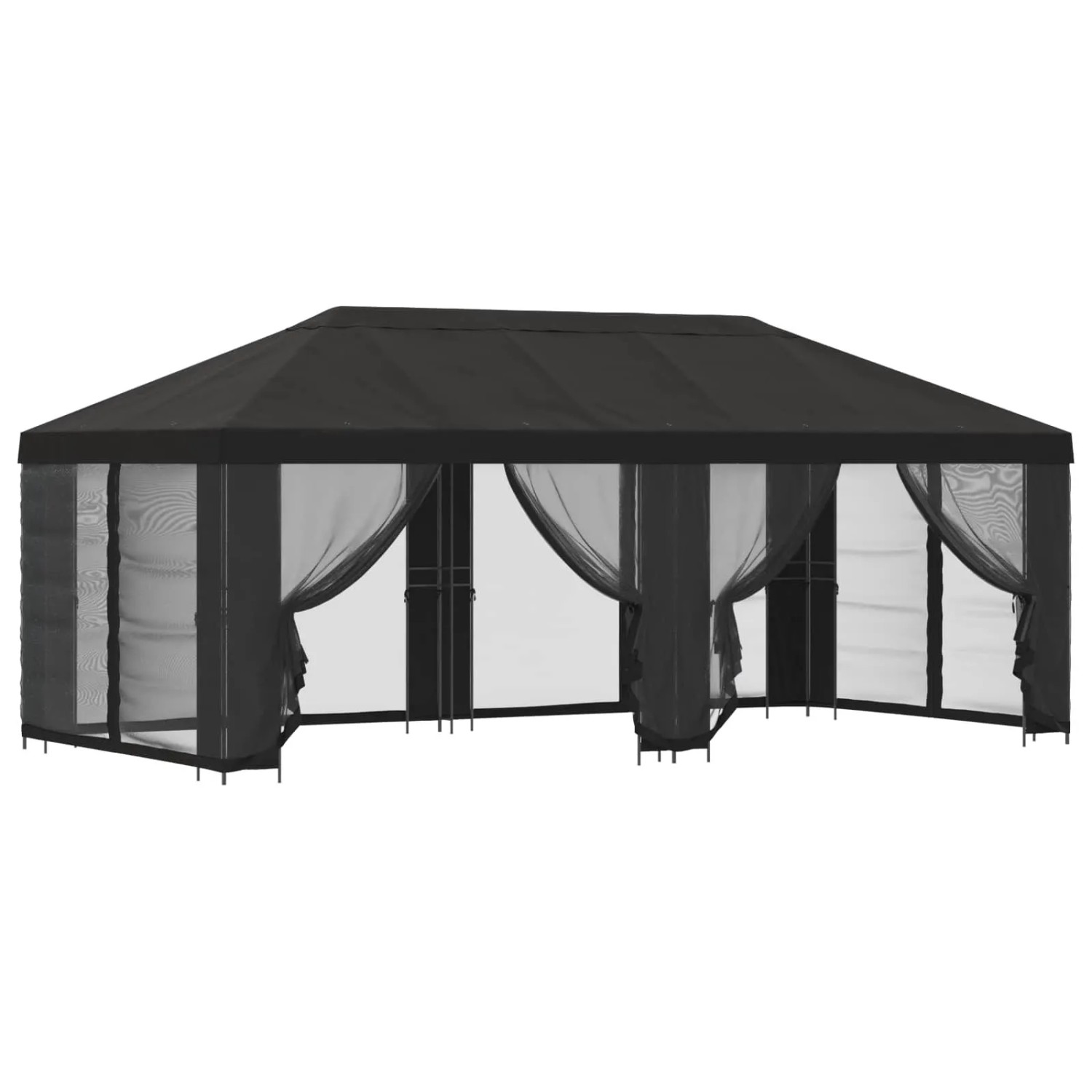 vidaXL Pavillon mit Seitenwänden 6 x 3 m Anthrazit Polyester und Stahl 3376021