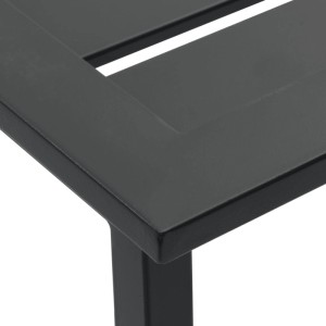 Detailansicht: Schwarzer vidaXL Gartenbartisch aus pulverbeschichtetem Stahl, Teil eines 3-tlg. Gartenbar-Sets.