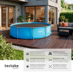 Tectake Pool Solarfolie  Rund und Selbstschwimmend Zuschneidbar Ø 250 cm 250 x 250 x 1 cm Schwarz