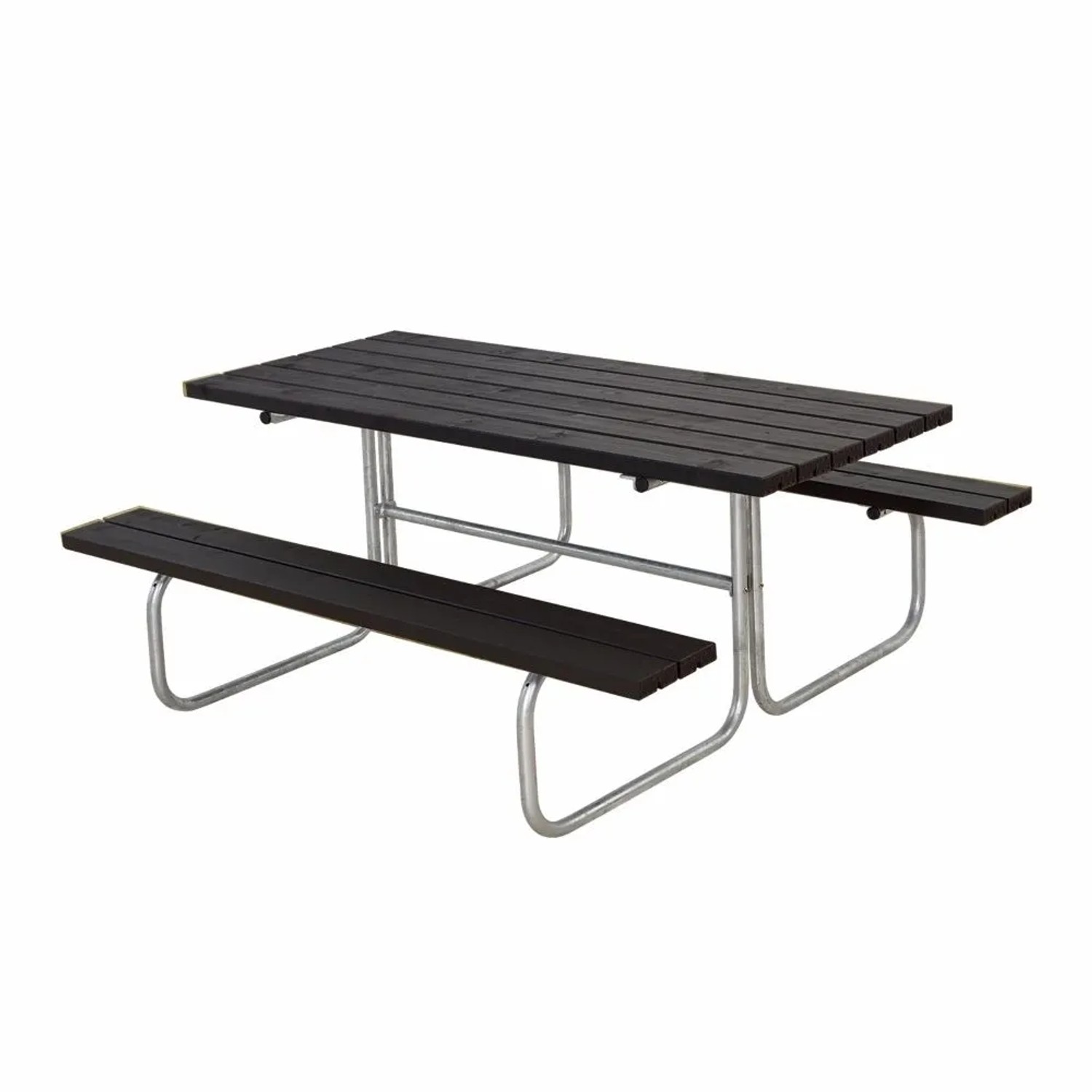 PLUS Gartensitzgruppe Classic 177 cm ohne Rückenlehne Schwarz Wetterfestes Holz