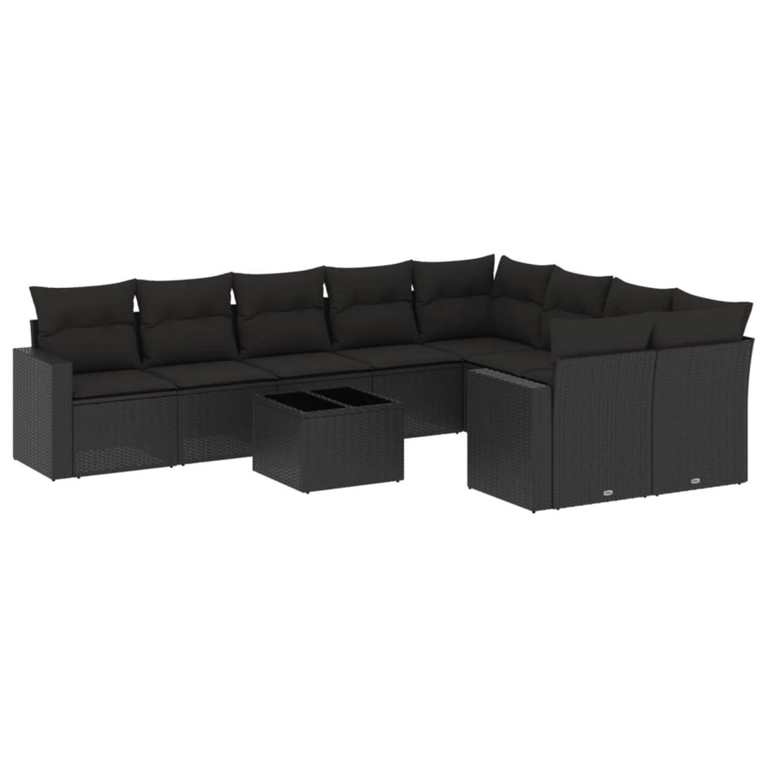 vidaXL 10-Tlg Garten-Sofagarnitur mit Kissen Schwarz Poly Rattan 3219435 günstig online kaufen