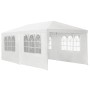 Weißes Juskys Partyzelt 3x6m mit Seitenwänden und Fenstern. Ideal als Gartenzelt & Sonnenschutz.