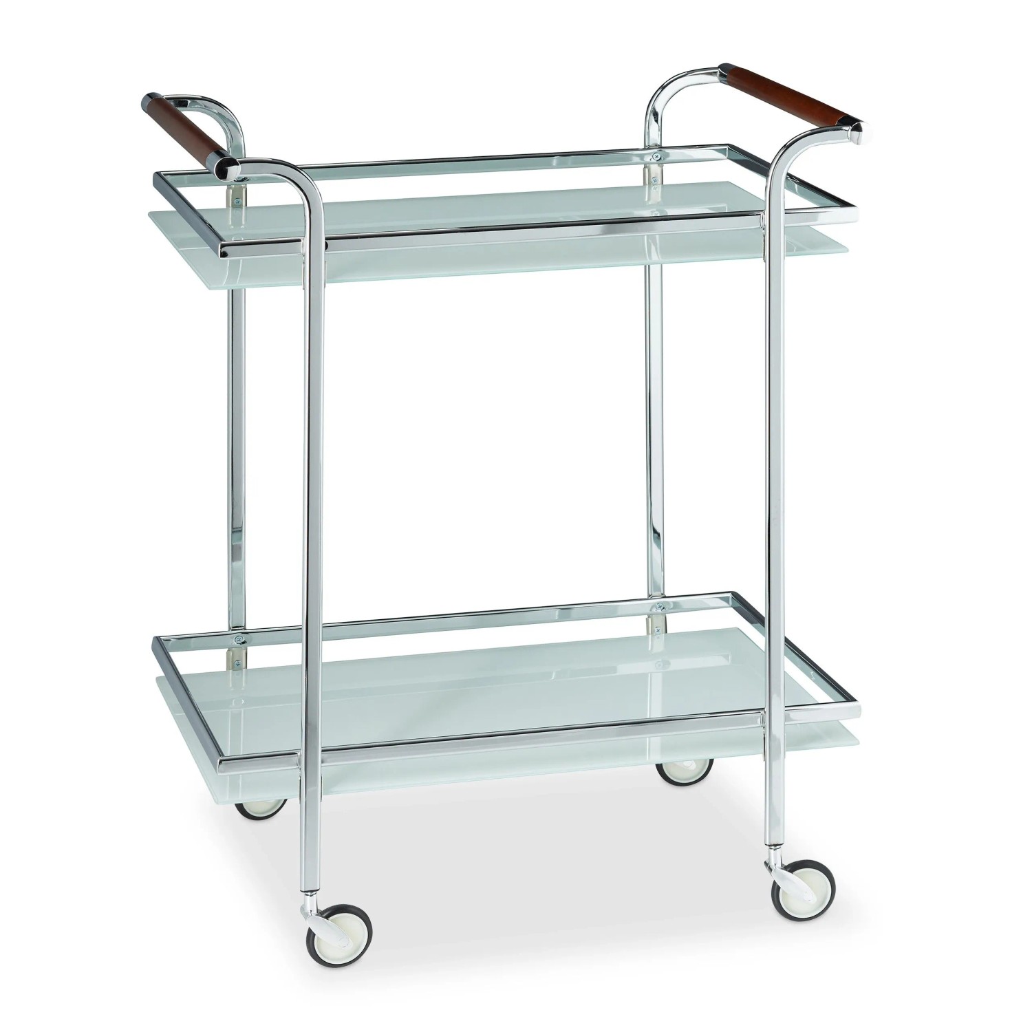 Relaxdays Servierwagen Stahl Milchglas Silber Mit Rollen 85 cm x 66 cm x 43 cm 9 kg