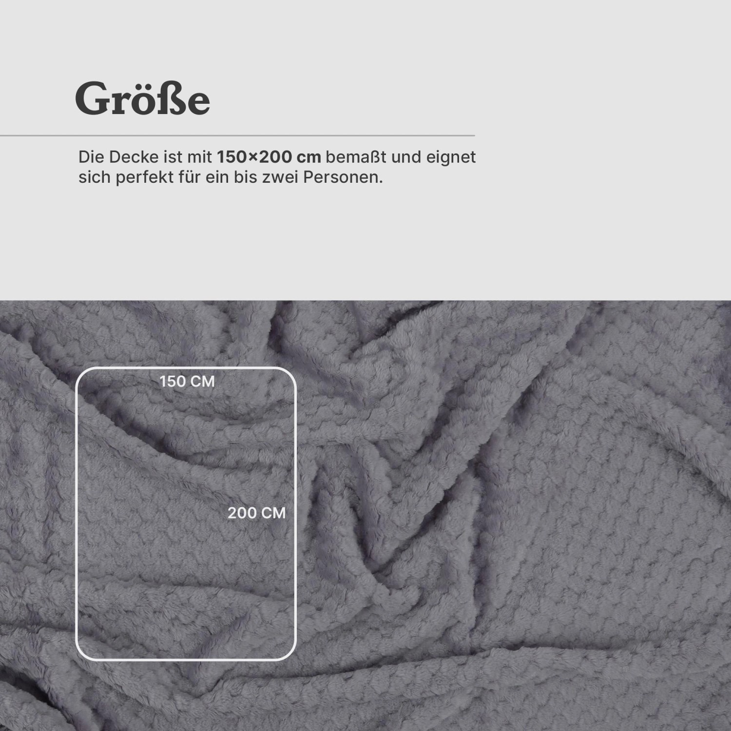 Graue Bestgoodies Kuscheldecke (150x200 cm) mit Cashmere Touch und Popcorn-Muster. Ideal als Tagesdecke.