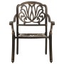 Bronzefarbener Gartenstuhl aus Aluminiumguss, Teil des vidaXL Bistro-Sets.