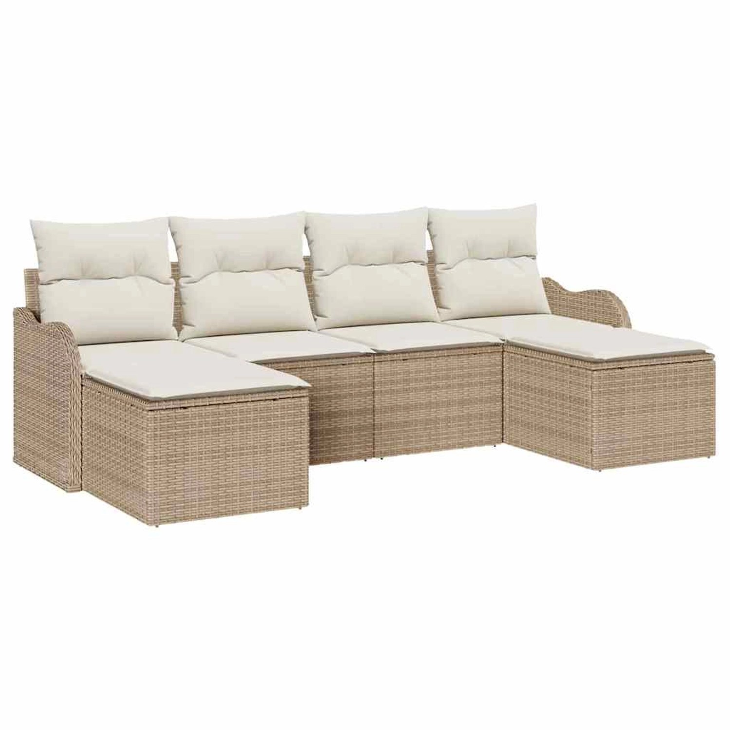 vidaXL Garten-Sofa-Set mit Kissen 6-Tlg Beige Poly Rattan 3345811 günstig online kaufen