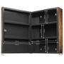 Offener Banjado XXL Medizinschrank (35x46x15cm) in Anthrazit mit Holzmotiv und Metallkorpus.