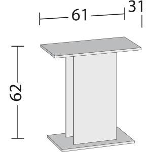 Skizze des weißen Juwel Aquarienschranks SBX 60/70, 730x610x310 mm, für Aquarien.