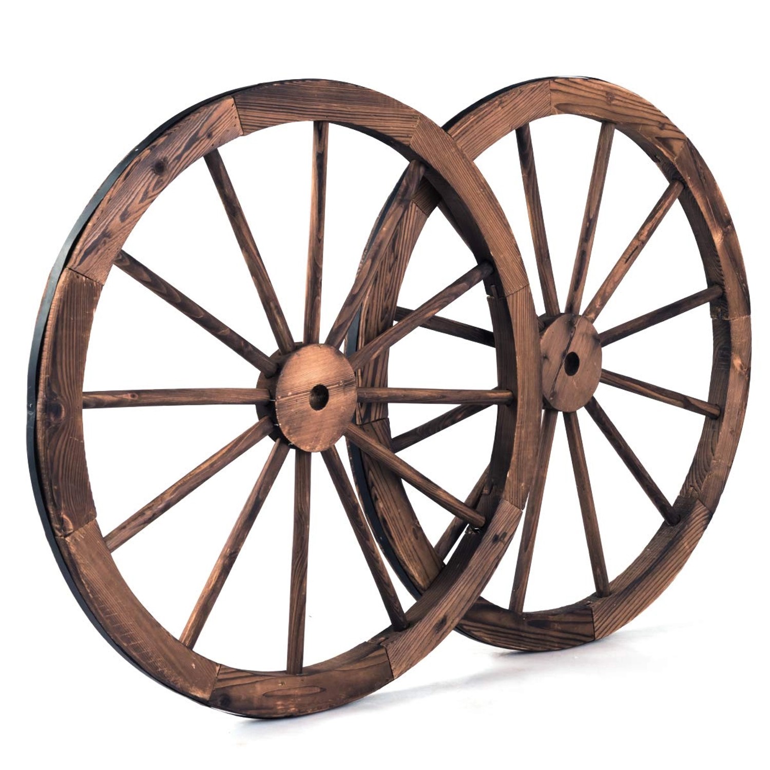 Costway 2er Set Wagenrad Holz Ø76 x 3,5 cm Braun günstig online kaufen