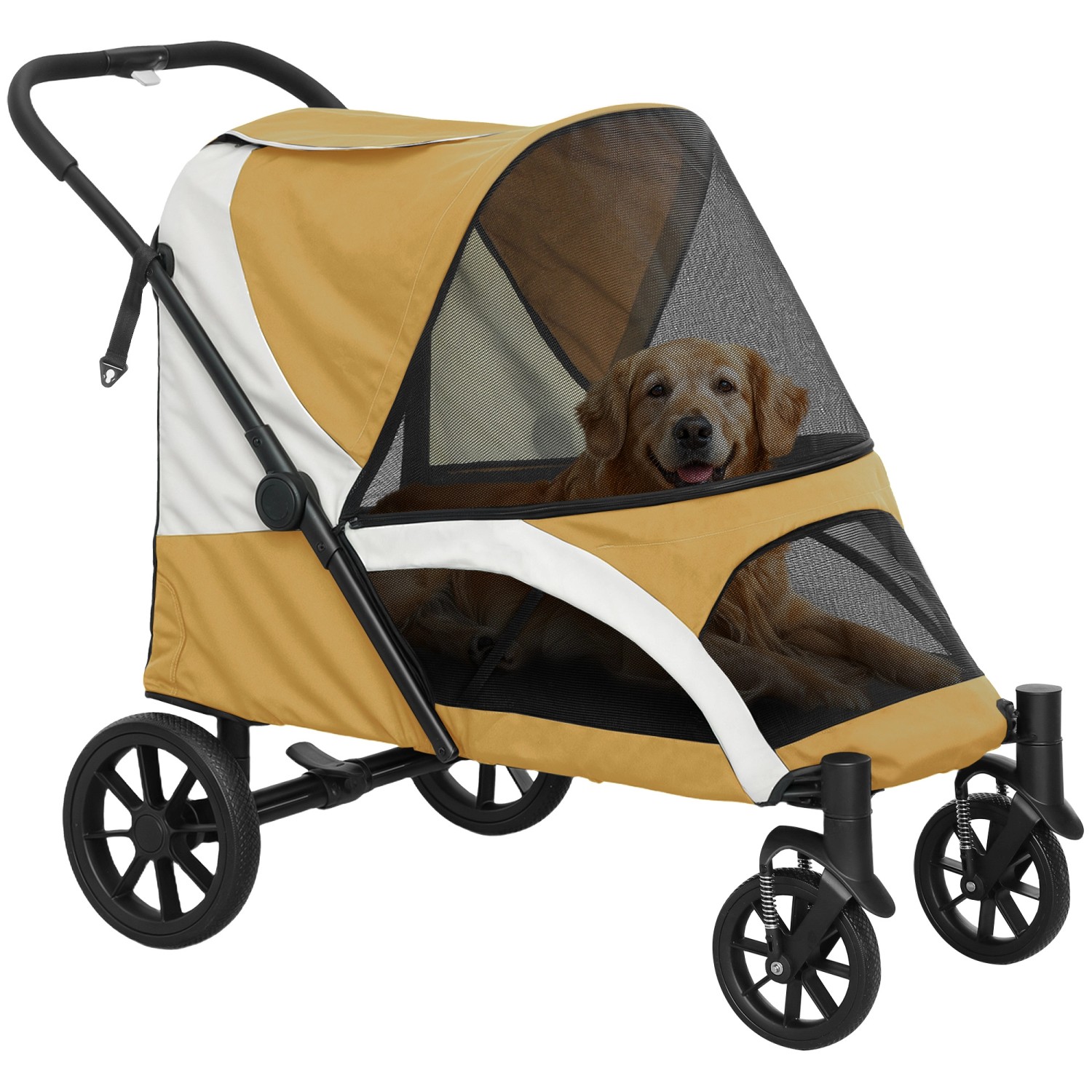 PawHut Hundewagen Polyester Stahl Braun 124L x 67B x 100H cm