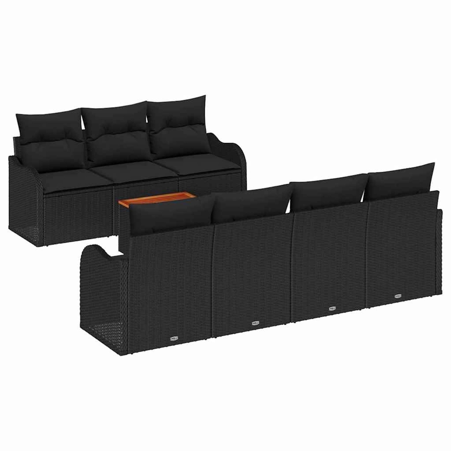 vidaXL Garten-Sofa-Set 8-Tlg Schwarz Poly Rattan 3347415 günstig online kaufen