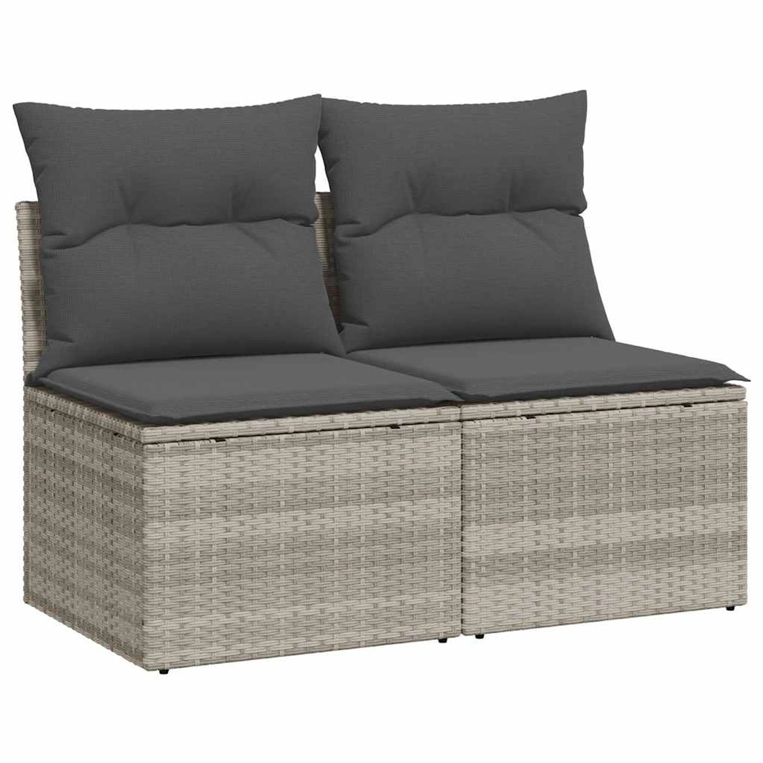 vidaXL 2-Tlg Garten-Sofagarnitur mit Kissen Hellgrau Poly Rattan 3325238 günstig online kaufen