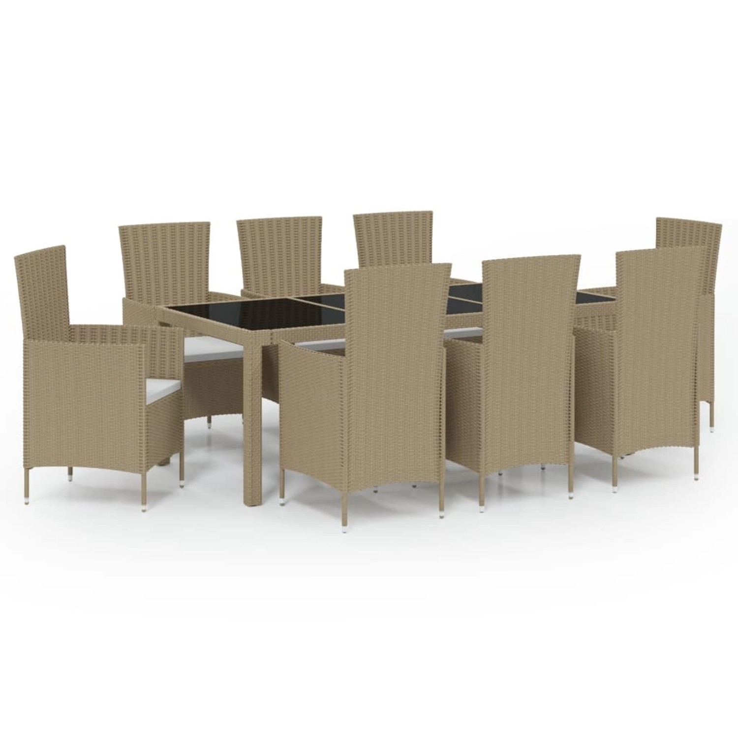 vidaXL 9-tlg Garten-Essgruppe mit Kissen Poly Rattan Beige Modell 2 günstig online kaufen