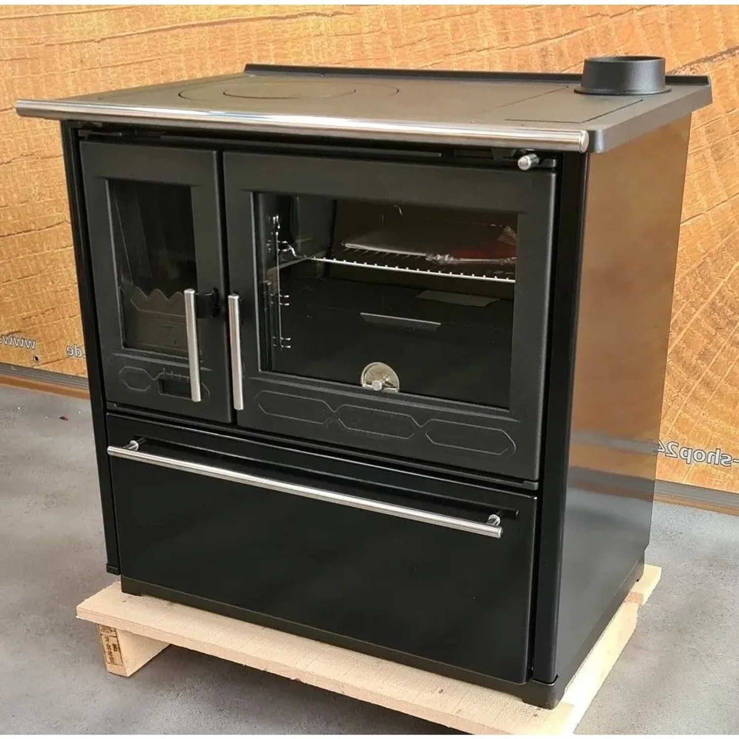 Plamen Küchenofen Holzherd 850 Glas Schwarz Rechte Version und 8 kW_2