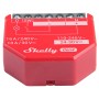 Rotes Shelly Smart-Relais 1PM Gen4 für die Hausautomation, Detailansicht der Anschlüsse.