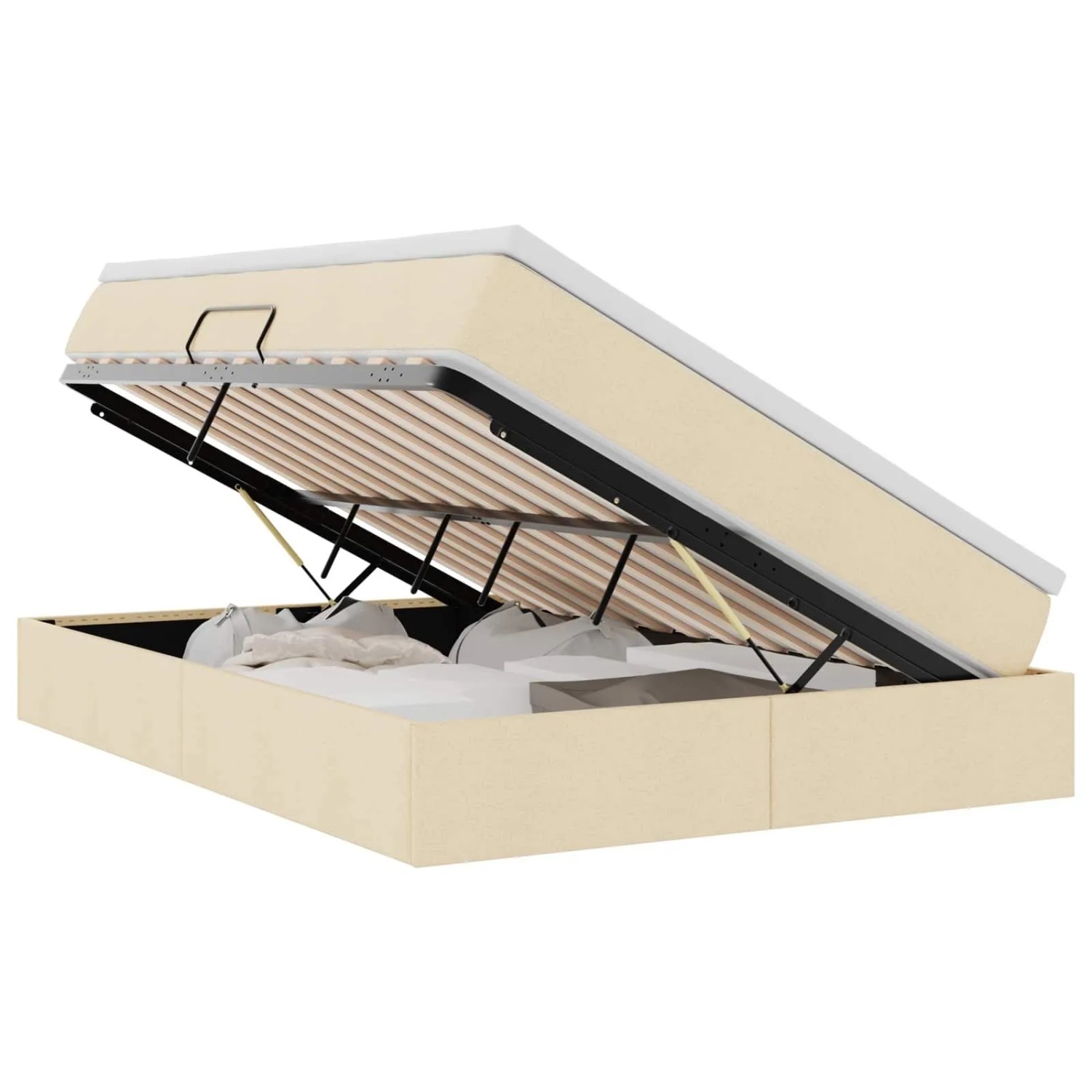 vidaXL Stauraumbett mit Matratze Creme 140 x 200 cm Polyester 3370234 günstig online kaufen