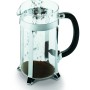 Bodum Caffettiera French Press Kaffeebereiter aus Glas mit Chromrahmen, Kaffeepulver wird eingefüllt. 0,35l.