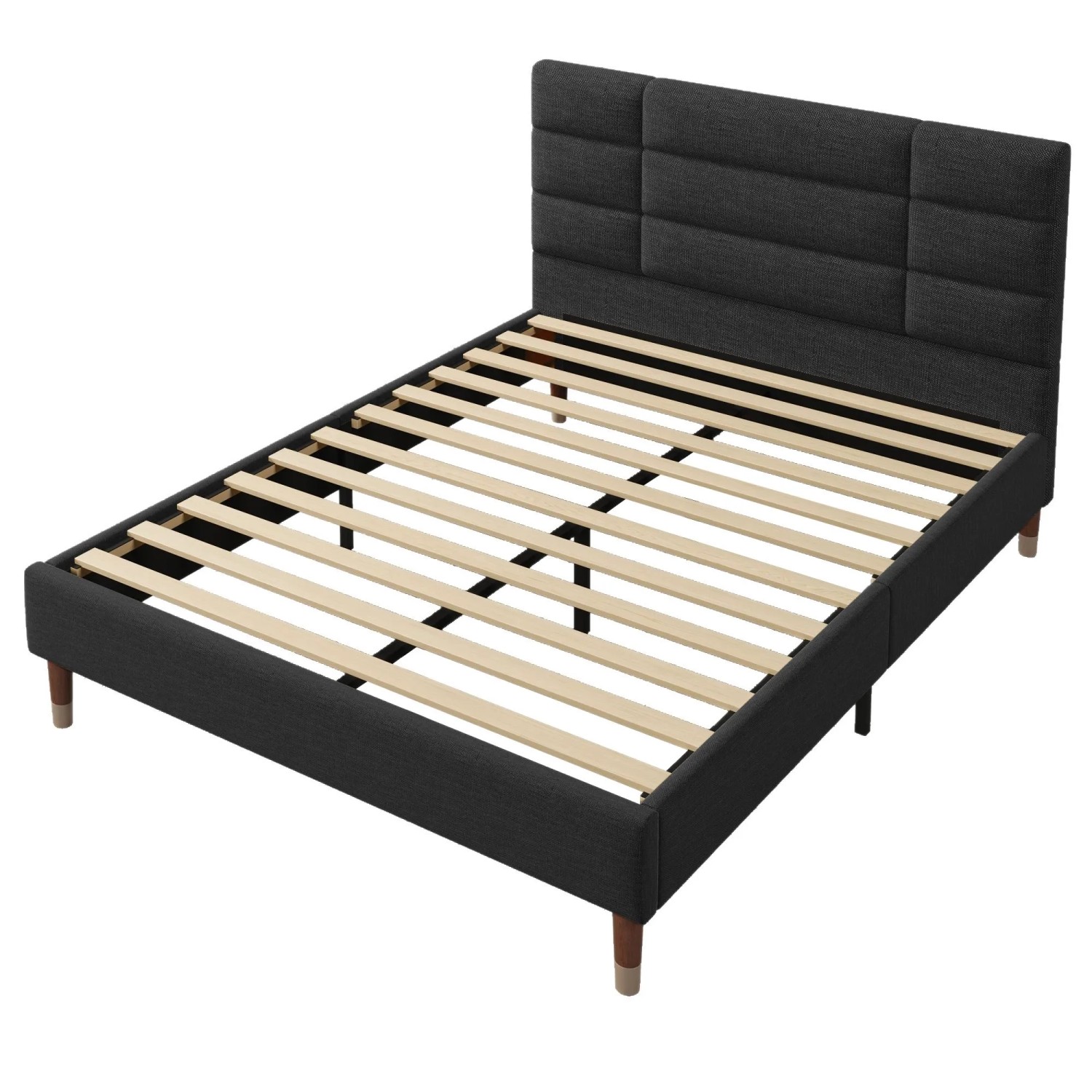 okwish Polsterbett 140x200cm mit Lattenrost Kopfteil Erwachsene Schwarz mit Matratze