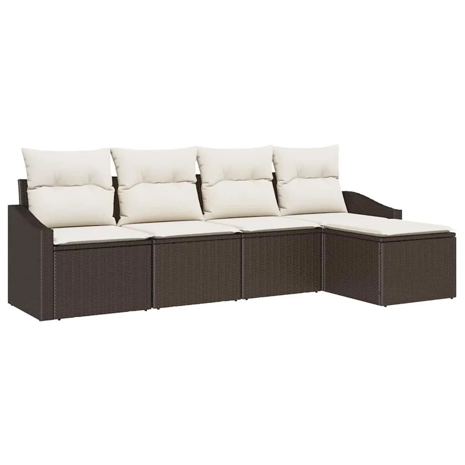 vidaXL Sofa Set mit Kissen 5-Tlg Braun und Creme Poly-Rattan 3355347 günstig online kaufen
