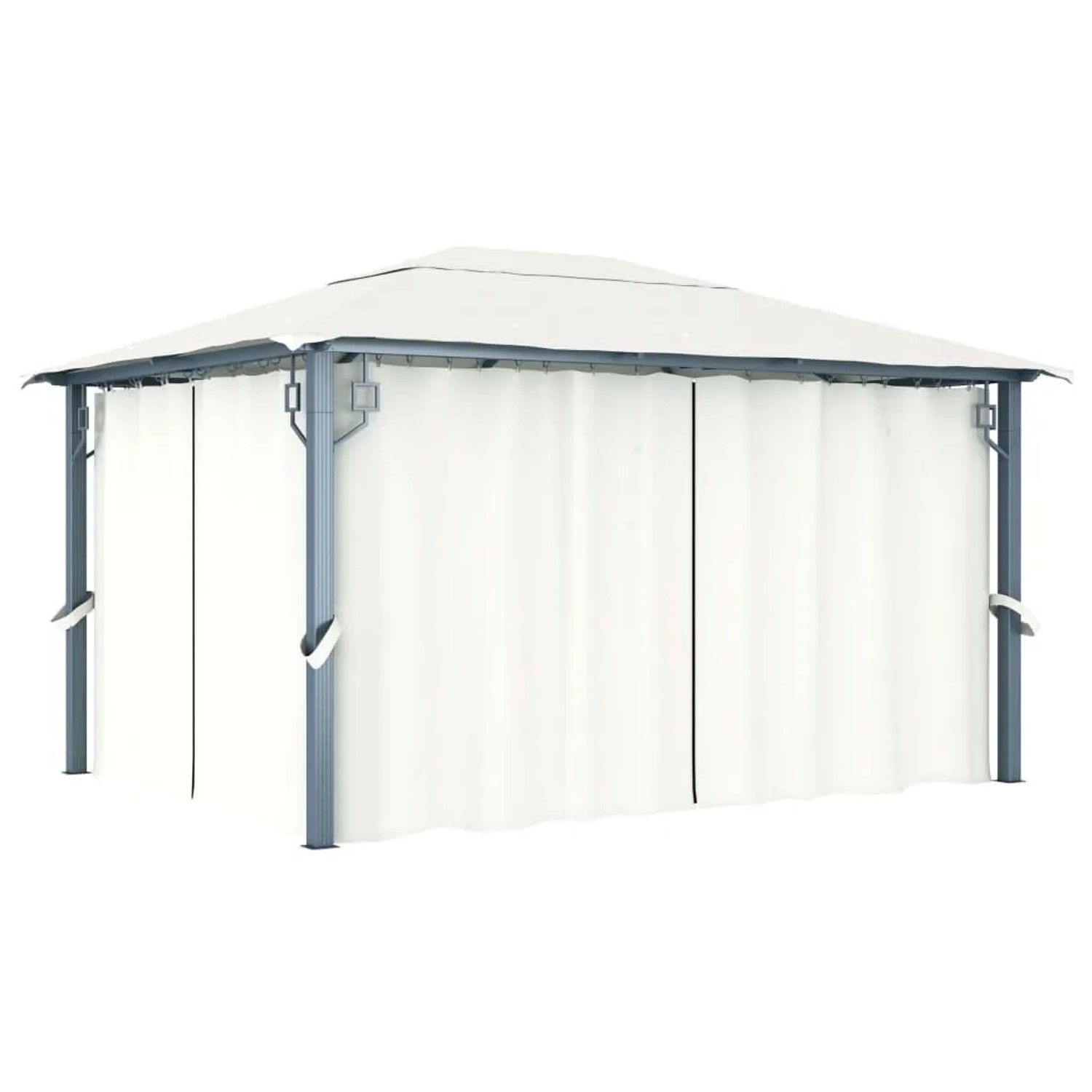 vidaXL Pavillon mit Vorhängen 400 x 300 cm Creme Aluminium 48044