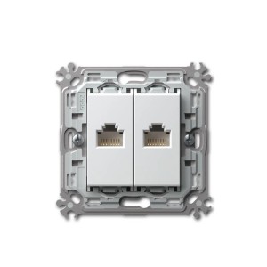 TEM MODUL PLUS 2-Fach RJ45 Netzwerkdose Cat5e Weiß