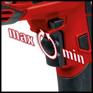 Detailaufnahme: Einhell Schlagbohrmaschine TC-ID 720/1 E mit Drehzahlregler (min/max).
