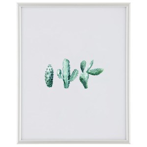 Silberner Aluminiumrahmen 24x30 cm mit Kaktus-Motiv, ideal als Bilderrahmen.