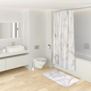 Modernes Badezimmer mit Sanilo Pop Up Waschbeckenstöpsel im Marmor Design.