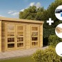 Alpholz Gartenhaus Set Paloma Grande naturbelassen mit Dacheindeckung und Fußboden.