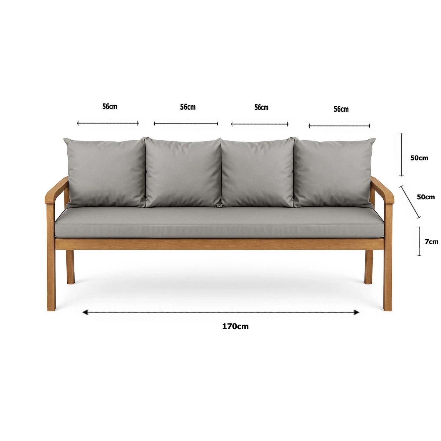 Graues Setgarden Bankkissen-Set für 3-Sitzer Gartenbank, bestehend aus Sitz- und Rückenkissen.