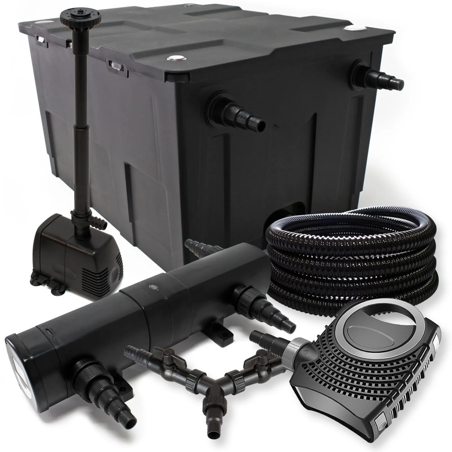 Sunsun Teichfilter Set 60000L 18W Klärer Neo8000 70W Pumpe Schlauch Springbrunne
