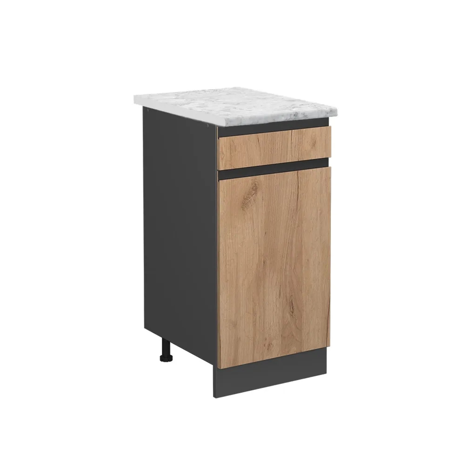 Vicco Küchenunterschrank R-Line Schubladenschrank für die Küche Goldkraft Eiche/Anthrazit AP Marmor