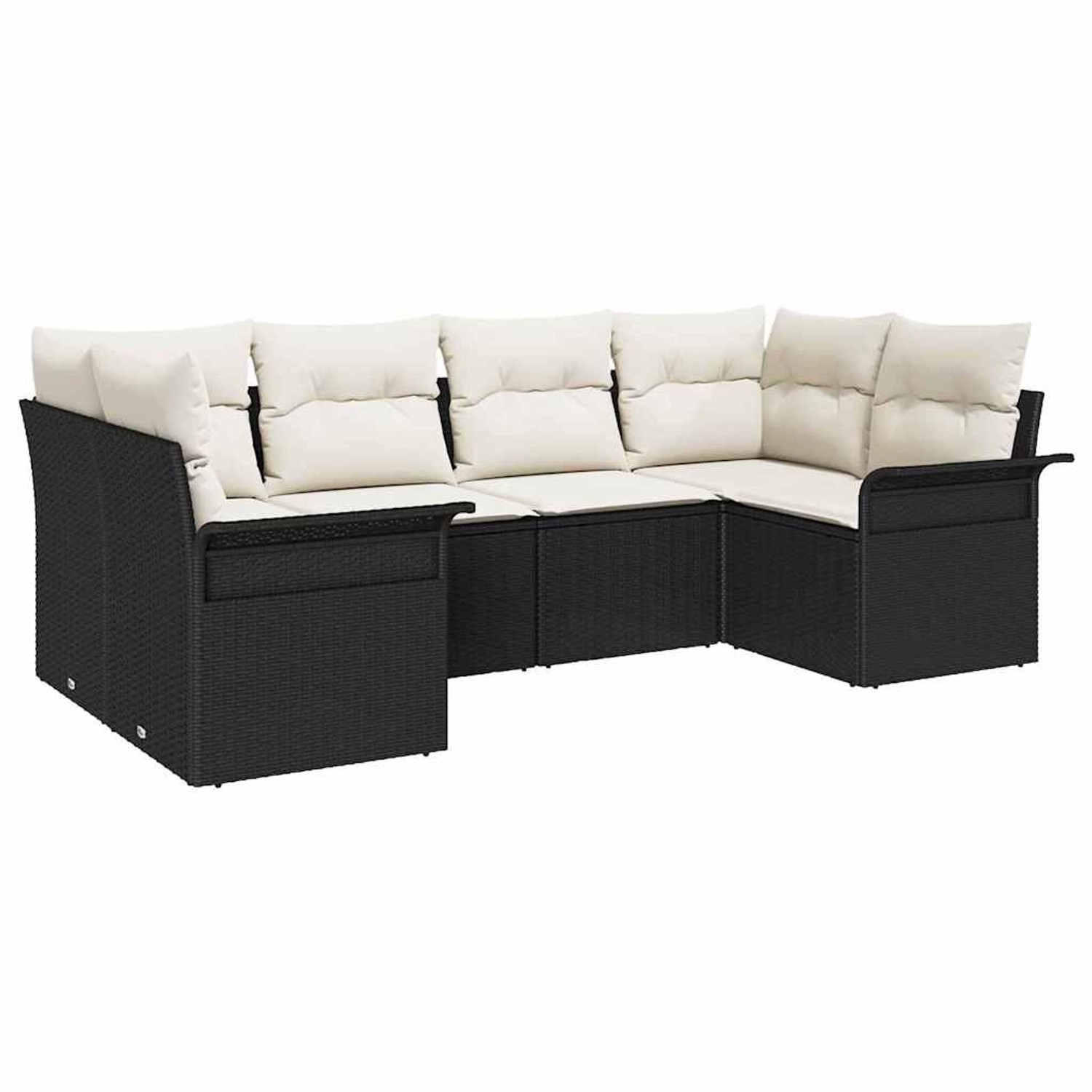 vidaXL Garten-Sofa-Set mit Kissen 6-Tlg Schwarz Poly Rattan 3354166 günstig online kaufen