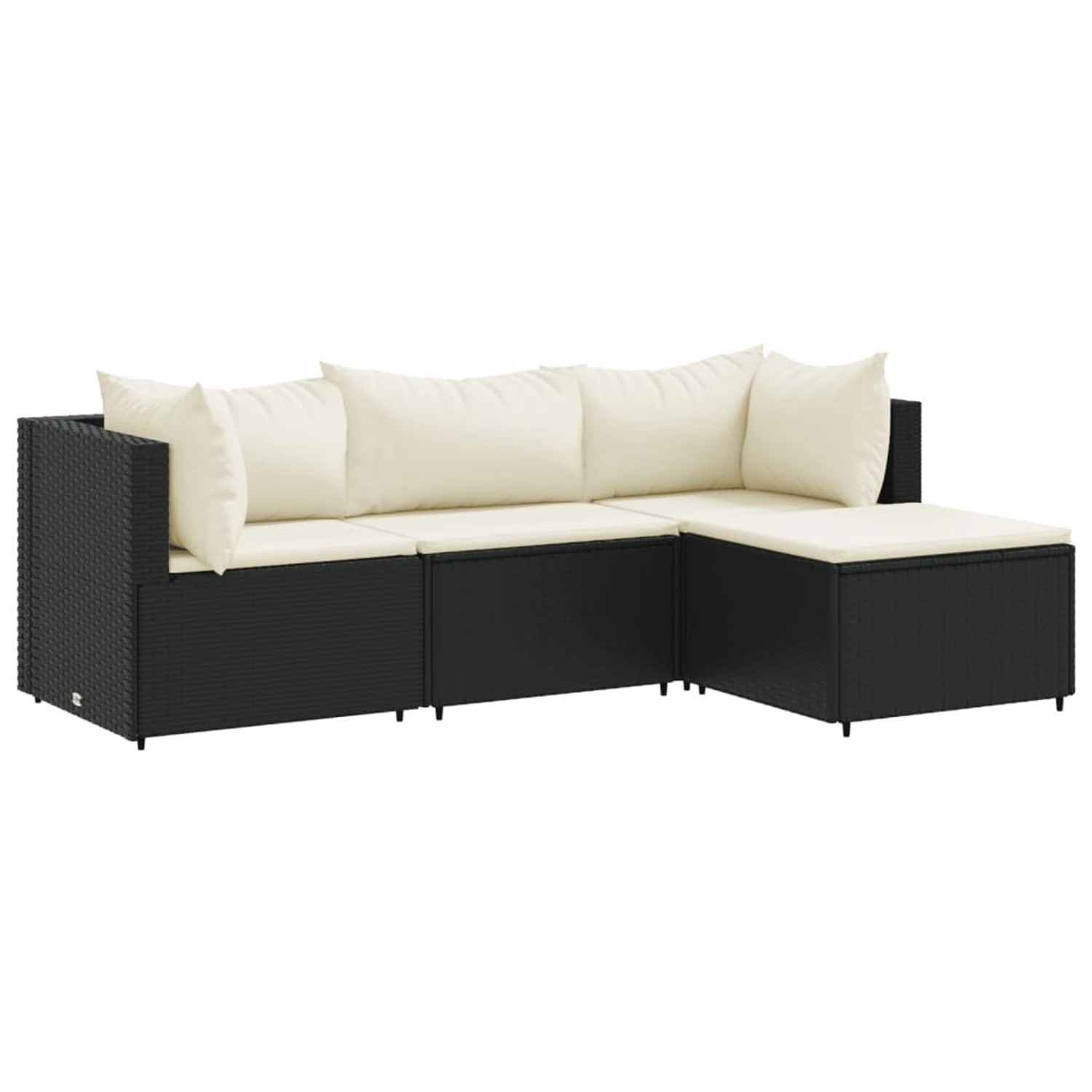 vidaXL 4-Tlg Garten-Lounge-Set mit Kissen Schwarz Poly Rattan 3308048 günstig online kaufen