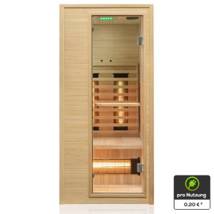 Dewello Infrarotkabine Calgary aus Hemlock Tannenholz für 1 Person mit Vollspektrumstrahler.