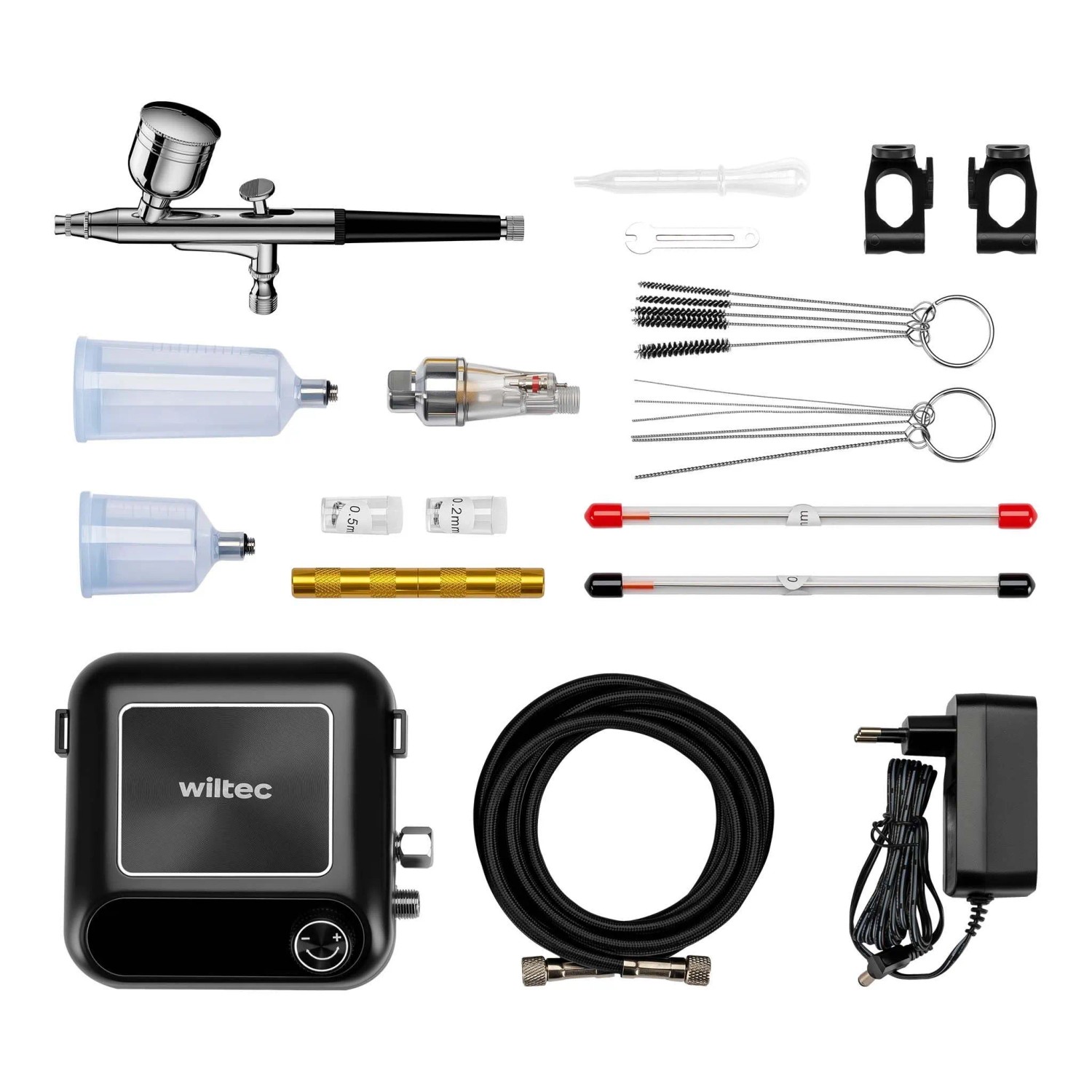 Wiltec Kompressor Zubehör Set 15Bar Autostop Airbrush 12V Druckluft Air Brush