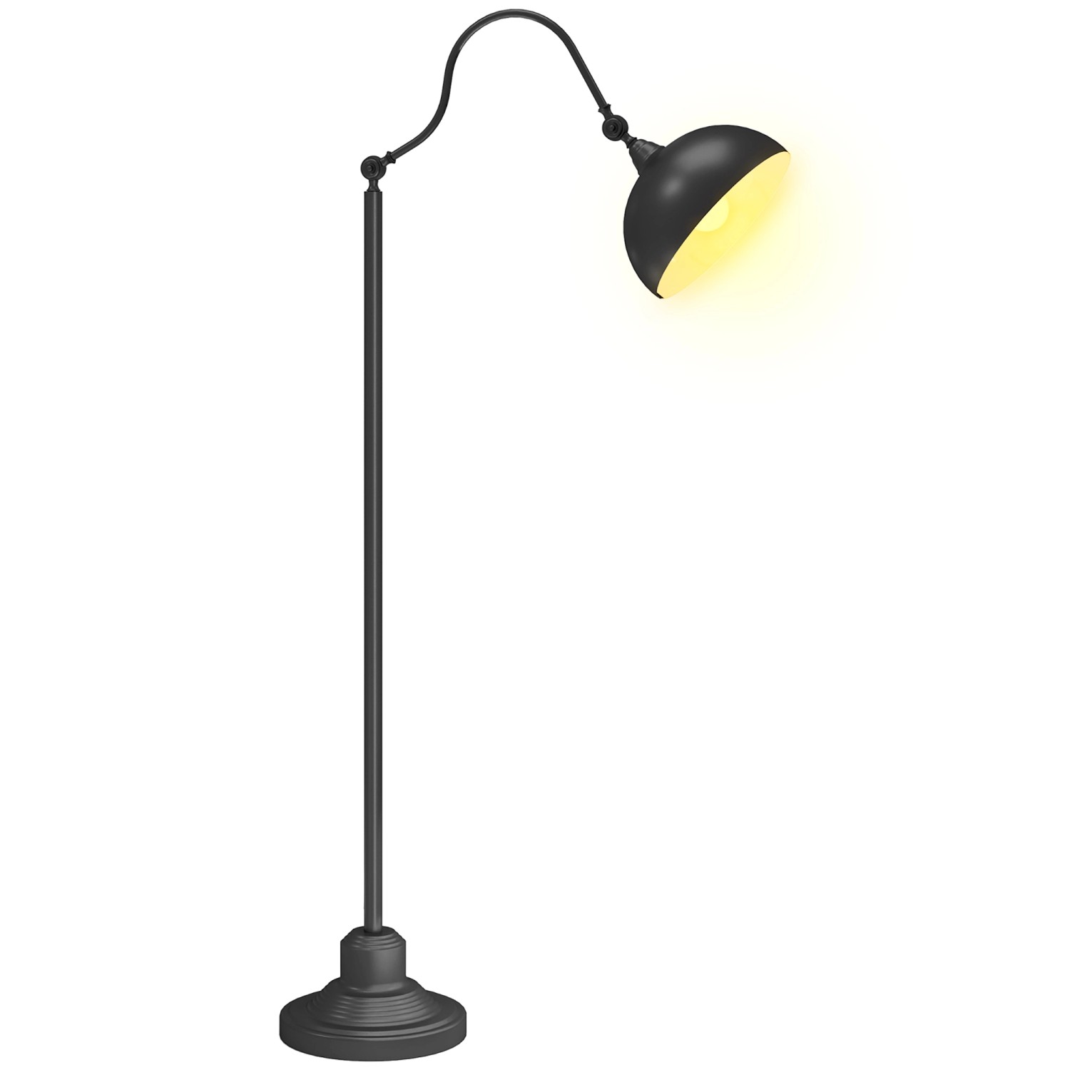 HOMCOM Stehlampe mit E27 Fassung Metall Schwarz 42L x 25,5B x 152H cm günstig online kaufen
