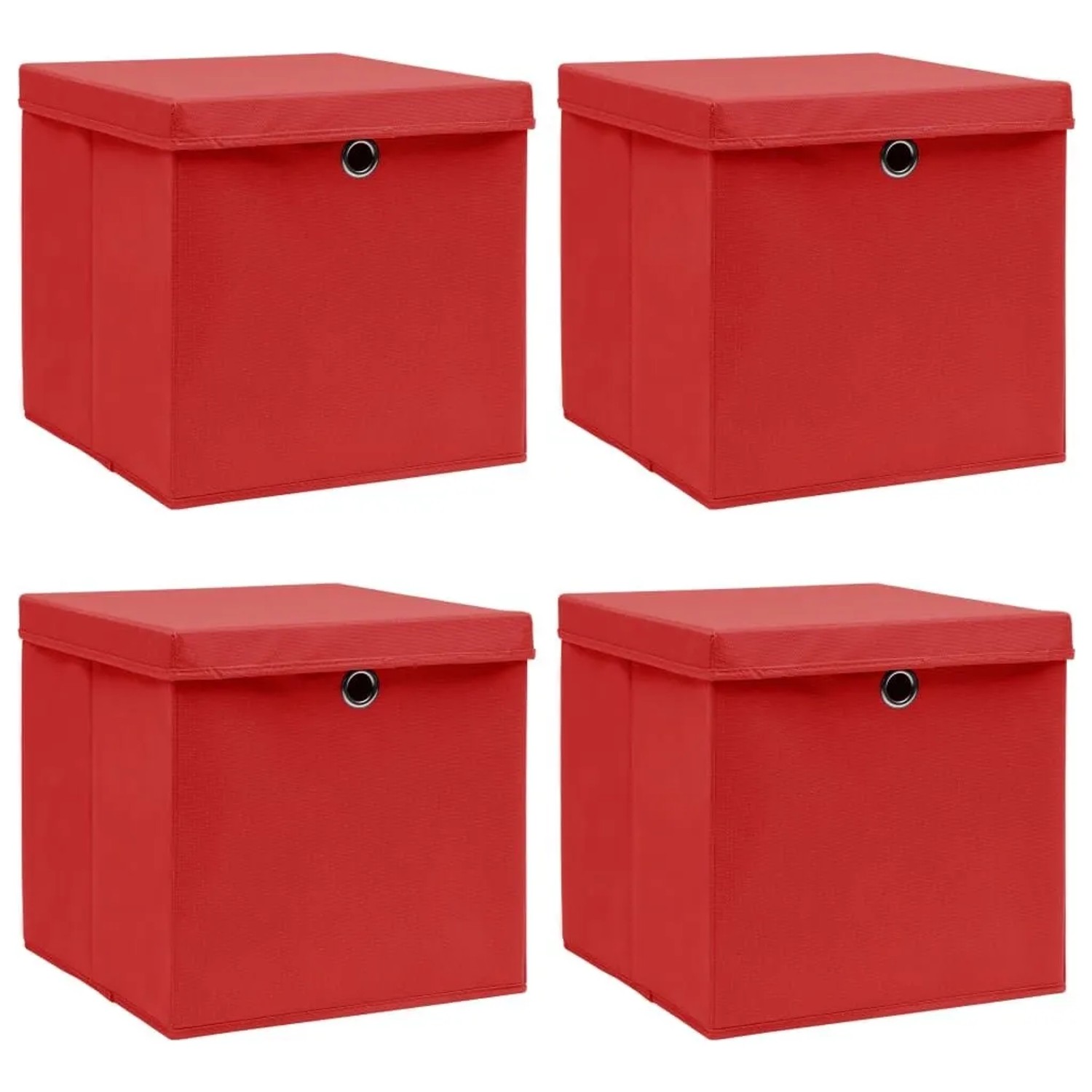 vidaXL Aufbewahrungsboxen mit Deckeln 4 Stk Rot 32x32x32 cm Stoff 288362